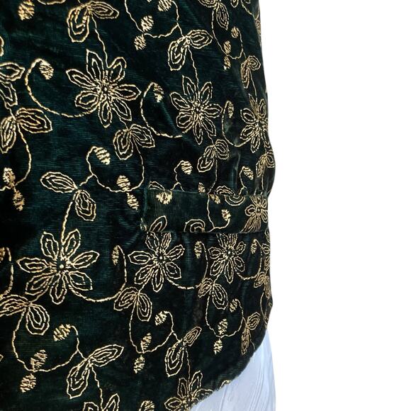 Vintage Velvet Vest Womens Sz Medium Green Gold Embroidered Victorian Romantic - Picture 11 of 16